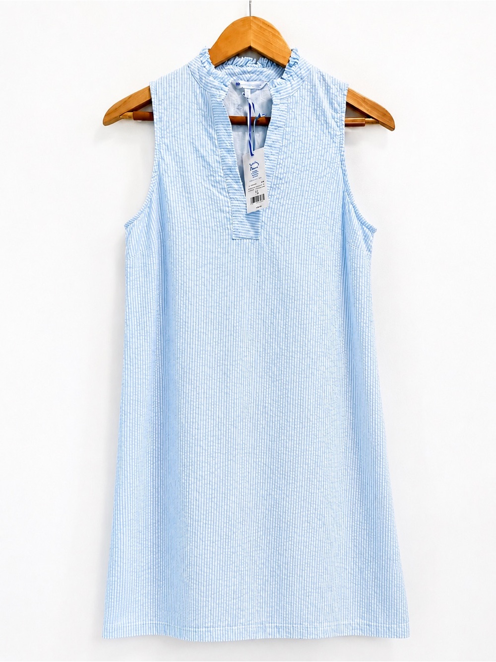 Southern Tide Light Blue & White Sleeveless Seersucker Shift Dress S - Picture 2 of 5